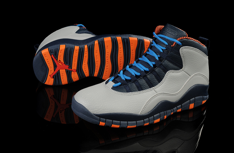 Air Jordan 10 Mens Shoes White/Brown/Orange/Blue Online